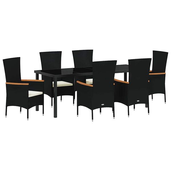 vidaXL Dārza ēdamgalds 7 pcs Melna Tērauds ar pulverkrāsas pārklājumu