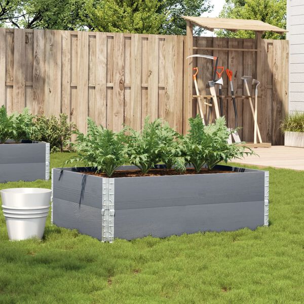 vidaXL dārza puķu kaste, pelēka, 120x80 cm, priedes masīvkoks