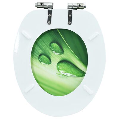vidaXL tualetes poda sēdeklis, lēni aizverams, MDF, zaļš, ūdens lāses