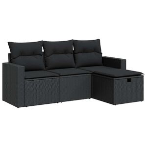 vidaXL 4-daļīgs dārza dīvāna komplekts ar matračiem, PE rotangpalma