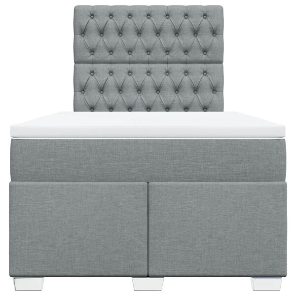 vidaXL atsperu gulta ar matraci, gai&scaron;i pelēka audums, 120x190 cm