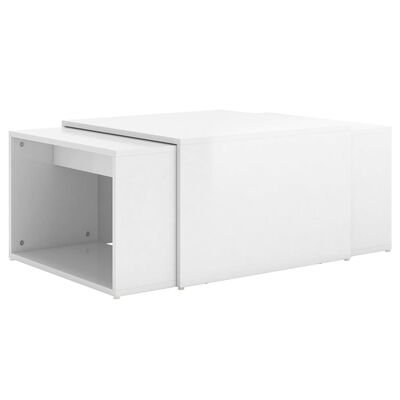 vidaXL kafijas galdiņu komplekts, spīdīgi balts, 60x60x38 cm