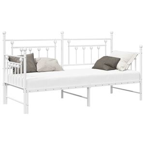 vidaXL Dienas gultas rāmis Balts 80 x 200 cm Tērauds