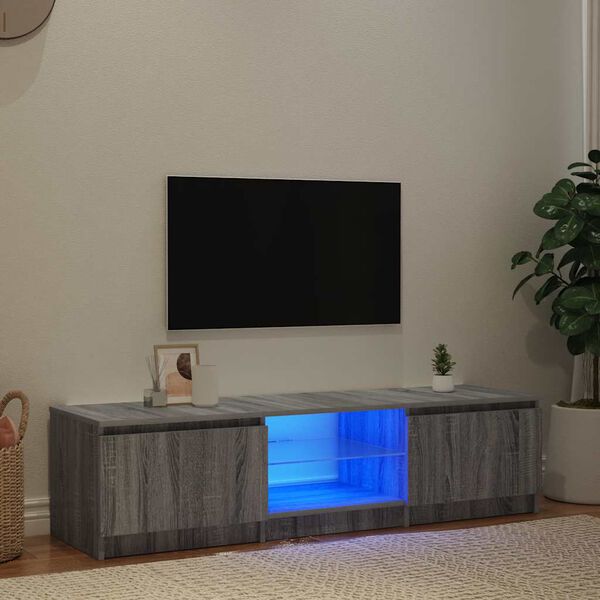 vidaXL TV skapītis ar LED, pelēka ozolkoka krāsa, 140x40x36 cm