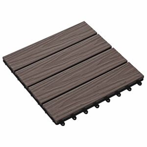 vidaXL Terases flīzes 3D dizains 11 pcs Tum&scaron;i brūna 30 x 30 cm WPC