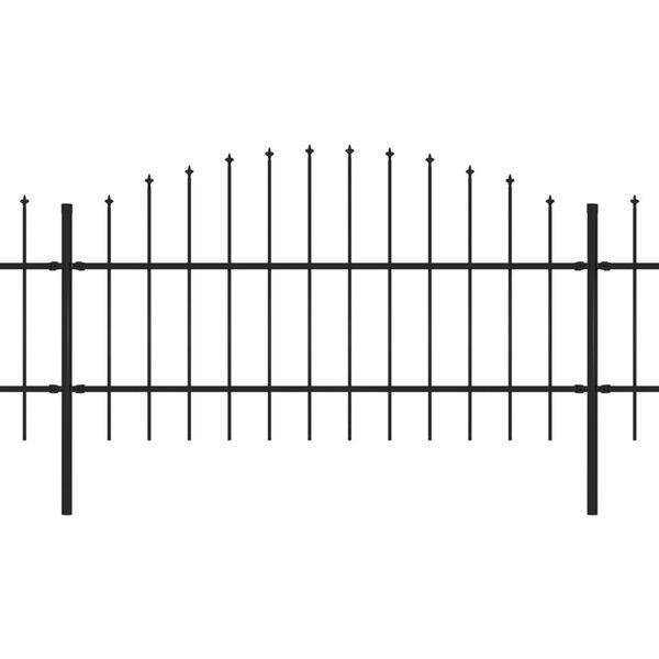 vidaXL dārza žogs ar &scaron;ķēpu galiem, tērauds, 714,5x100 cm, melns