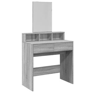 vidaXL galdiņ&scaron; ar spoguli, pelēka ozolkoka, 80x41x144,5 cm