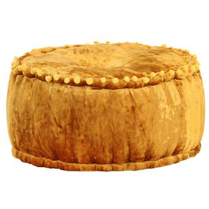 vidaXL apaļ&scaron; pufs, samts, 40x20 cm, sinepju dzeltens