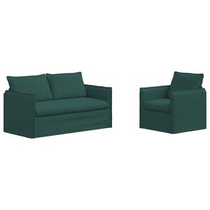vidaXL Dīvānu komplekts 2 pcs Tum&scaron;i zaļ&scaron; 196 x 82 x 85 cm audums