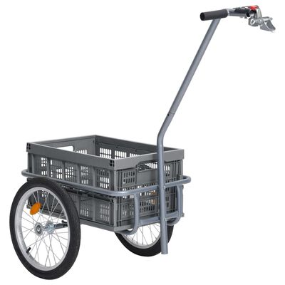 vidaXL velosipēda piekabe ar saliekamu kasti, 50 L, pelēka, 150 kg