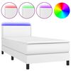 vidaXL atsperu gulta ar matraci, LED, balta, 100x200 cm, mākslīgā āda