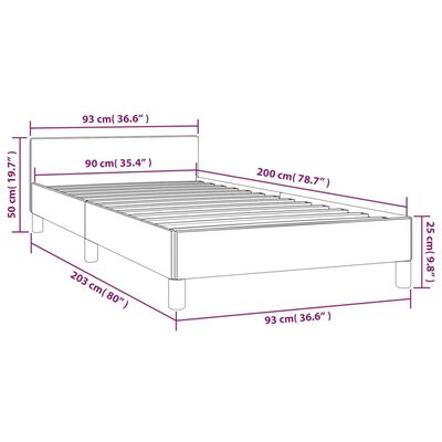 vidaXL gultas rāmis ar galvgali, gaiši pelēks, 90x200 cm, audums
