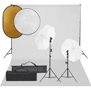 vidaXL fotostudijas komplekts &ndash; gaismas, fons, reflektori