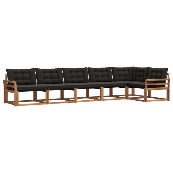 vidaXL Āra dīvānu komplekts ar spilvenu 6 pcs Dabīgs un melns