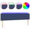 vidaXL gultas galvgalis ar LED, 200x5x78/88 cm, zils audums