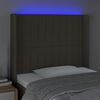 vidaXL gultas galvgalis ar LED, 103x16x118/128 cm, pelēkbrūns audums