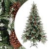 vidaXL Ziemassvētku egle ar čiekuriem, zaļa ar baltu, 195 cm, PVC, PE