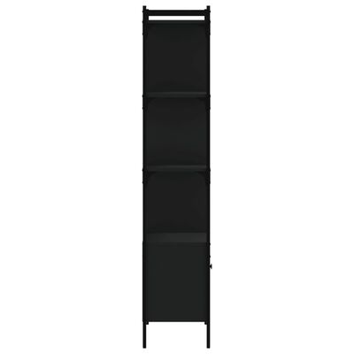 vidaXL grāmatu plaukts ar durvīm, melns, 44,5x30x154,5 cm, koks