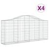 vidaXL arkveida gabiona grozi, 4 gb., 200x30x80/100cm, cinkota dzelzs