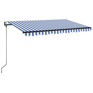 vidaXL izvelkama markīze, 400x350 cm, automātiska, zili balta