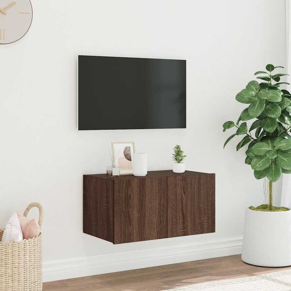 vidaXL TV plaukti ar LED lampiņām, 60x35x31 cm, brūna ozolkoka