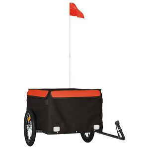 vidaXL velosipēda piekabe, 45 kg, melna un oranža, dzelzs