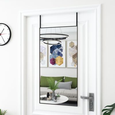 vidaXL durvju spogulis, melns, 50x100 cm, stikls un alumīnijs