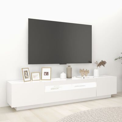 vidaXL TV skapītis ar LED lampiņām, 200x35x40 cm, balts