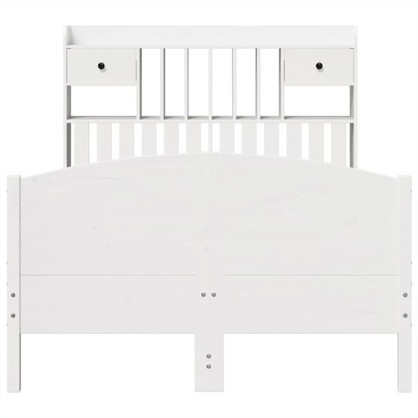 vidaXL gulta ar grāmatu plauktu, bez matrača, 135x190 cm, priedes koks