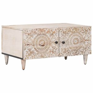 vidaXL Kafijas galdiņ&scaron; Balts 80 x 50 x 40 cm Cieta mango koksne