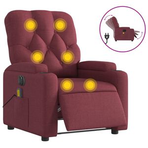 vidaXL elektrisks masāžas krēsls, atgāžams, vīnsarkans audums