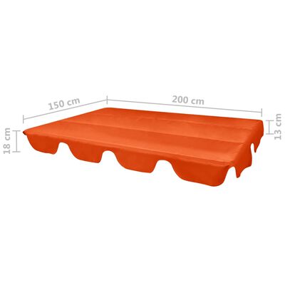 vidaXL dārza šūpoļu rezerves jumtiņš, oranžs, 226x186 cm