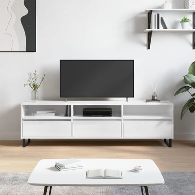 vidaXL TV skapītis, spīdīgi balts, 150x30x44,5 cm, inženierijas koks