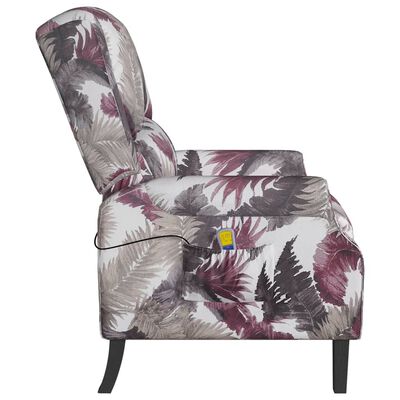 vidaXL masāžas krēsls, atgāžams, ziedu raksts, audums