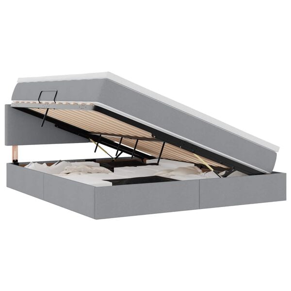 vidaXL Gulta ar uzglabā&scaron;anas vietu un matraci ar matraci Gai&scaron;i pelēks
