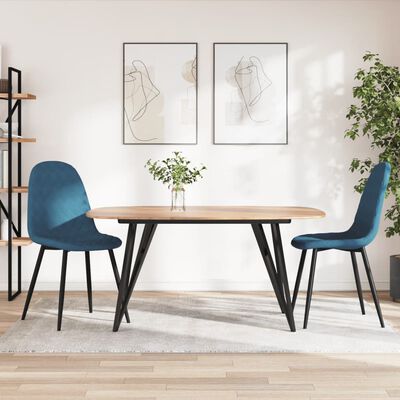 vidaXL virtuves krēsli, 2 gab., zils samts