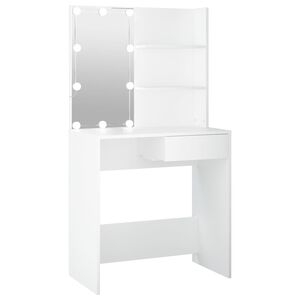 vidaXL spoguļgaldiņ&scaron; ar LED, balts, 74,5x40x141 cm