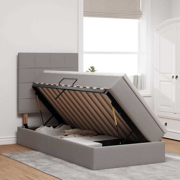 vidaXL Gulta ar uzglabā&scaron;anas vietu un matraci Pelēkbrūna 100 x 200 cm