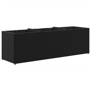 vidaXL dārza puķu kaste, 3 podi, 105x30x32 cm, melna PE rotangpalma