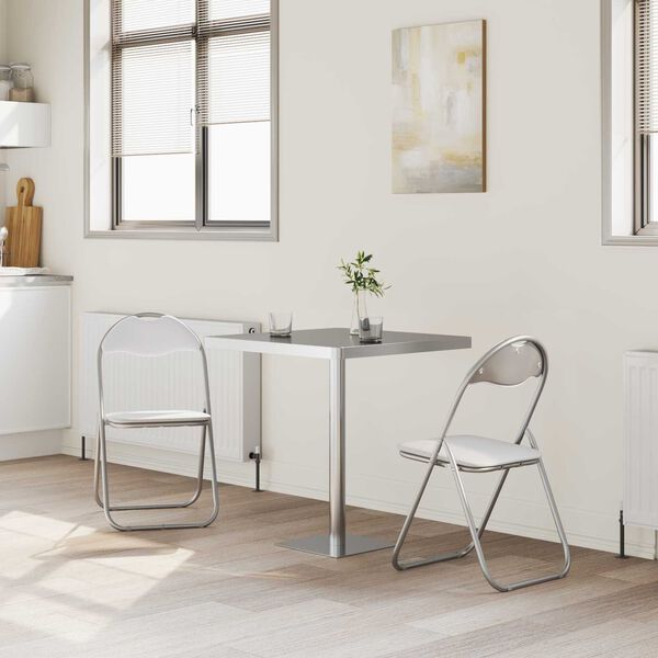 vidaXL Saliekamā krēsls 2 pcs Balts un pelēks 48 x 43,5 x 81 cm