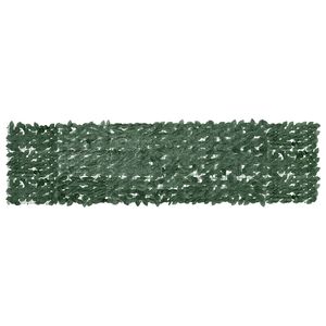 vidaXL balkona aizslietnis ar tum&scaron;i zaļām lapām, 300x75 cm