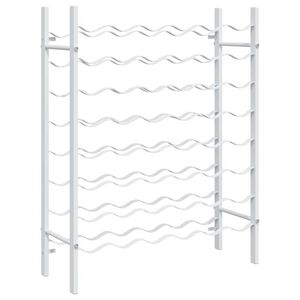 vidaXL vīna pudeļu plaukts, 48 pudelēm, balts metāls