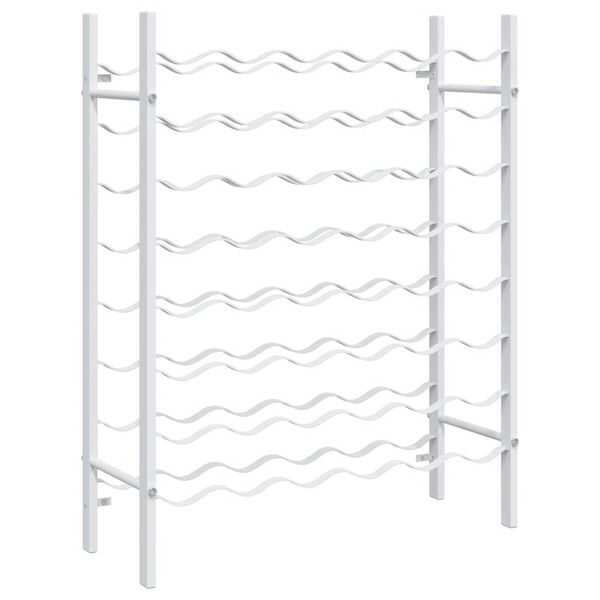 vidaXL vīna pudeļu plaukts, 48 pudelēm, balts metāls