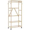 vidaXL drēbju statīvs ar plauktiem un riteņiem 90x40x179,5 cm bambusa