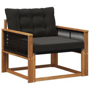 vidaXL Āra dīvānu komplekts Cieta akācijas koks un tekstilēns Dabiska