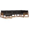 vidaXL Āra dīvānu komplekts 6 pcs Dabīgs un melns Cietā akācijas koks