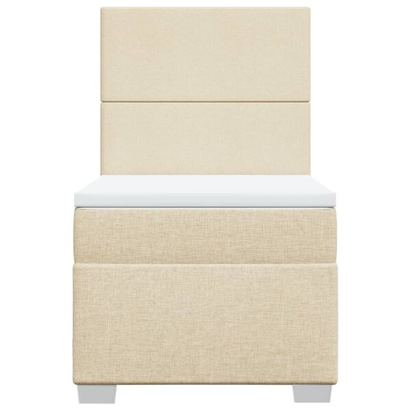 vidaXL atsperu gultas rāmis ar matraci, krēmkrāsas, 90x200 cm, audums