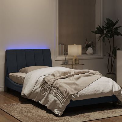 vidaXL gultas rāmis ar LED, tumši pelēks samts, 100x200 cm