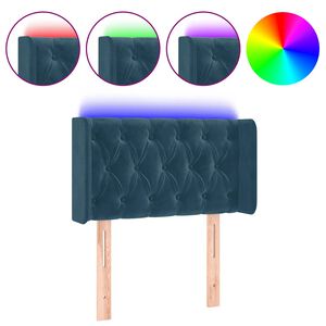 vidaXL gultas galvgalis ar LED, 83x16x78/88 cm, tum&scaron;i zils samts