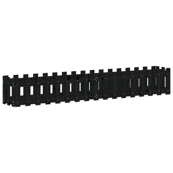 vidaXL dārza puķu kaste, žoga dizains, 200x30x30 cm, priedes masīvkoks